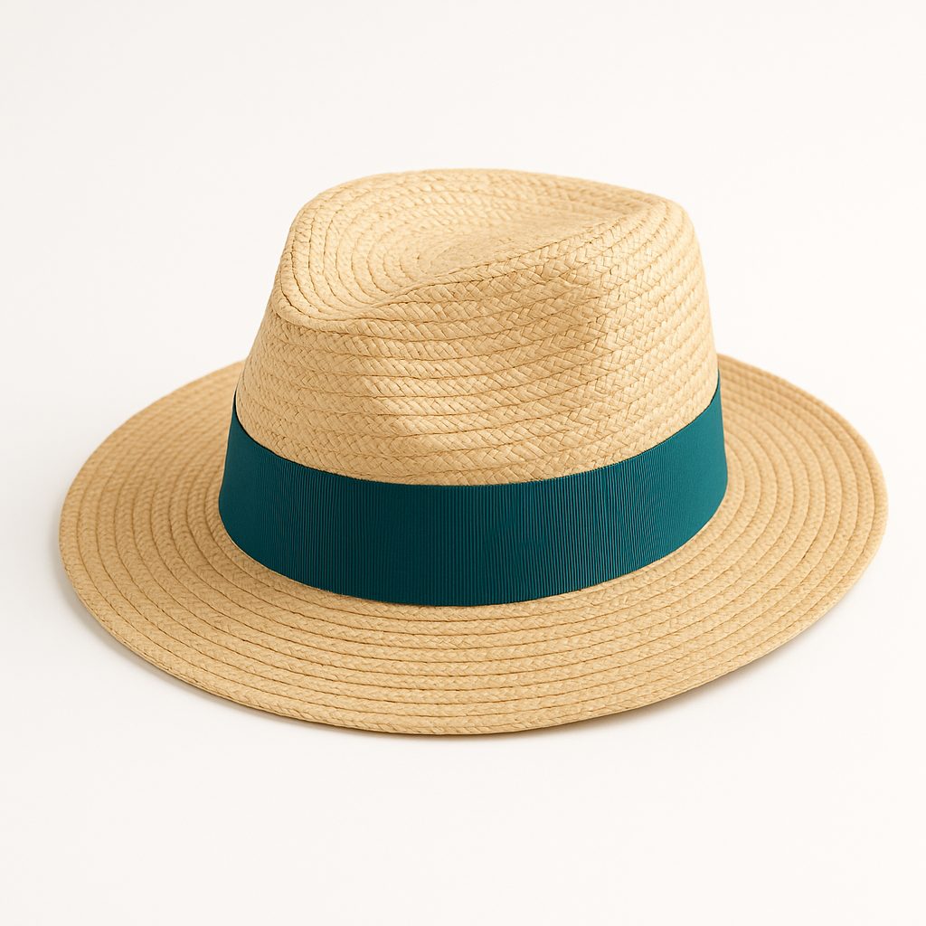 Chapeau de paille personnalisé avec un ruban aux couleurs de l'entreprise